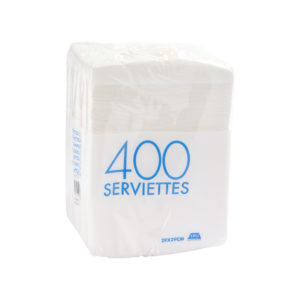 Serviette ouate 1 pli 29 x 29 cm Blanche x400