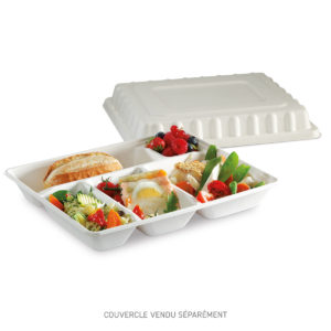 Plateau repas 29,5 x 24 x 4 cm canne à sucre Blanc