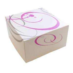 Boite patissière hauteur 13 cm impression Volutes