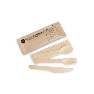 Kit 3 couverts bois et serviette papier