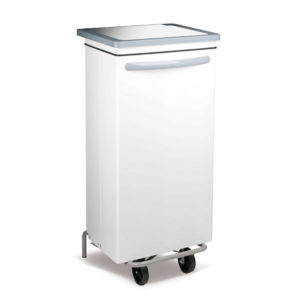 Poubelle 100L métal Blanc laqué