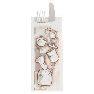 Pochette lunch Bon appétit serviette intissé 33 x 33 cm Blanche