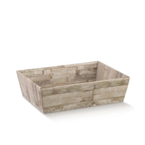 Corbeille carton micro-cannelure 29 x 21 x 9 cm effet bois